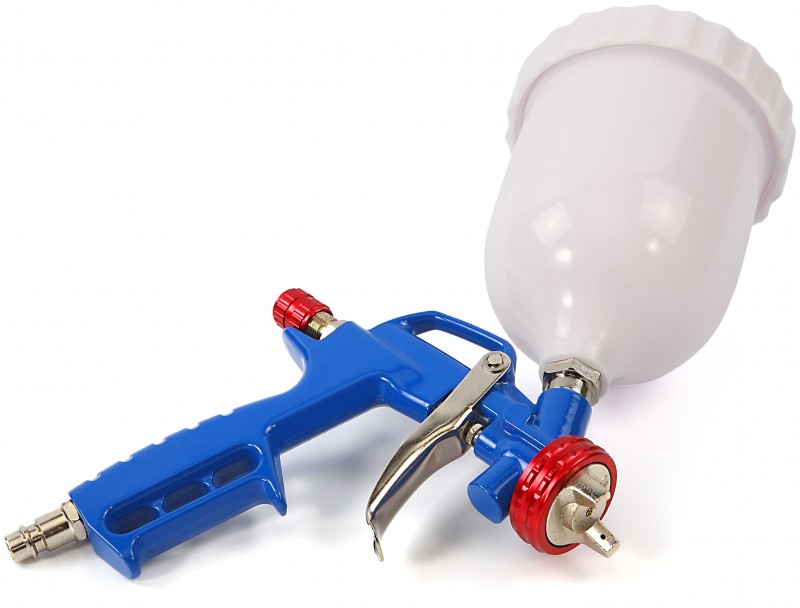 HBM Verfspuit met 600 ml Nylon Beker en Universele Sproeikop HBM Verfspuit met 600 ml Nylon Beker en Universele Sproeikop