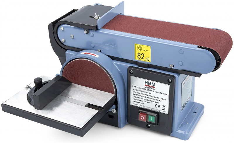 HBM 100 band- en schijfschuurmachine 350 W, tafel, kantelbaar, 2860 rpm, voor hout
