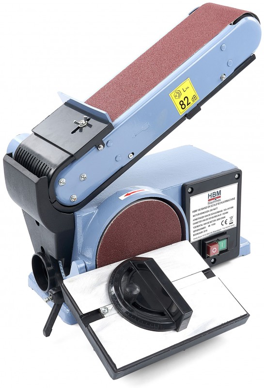 HBM 100 band- en schijfschuurmachine 350 W, tafel, kantelbaar, 2860 rpm, voor hout