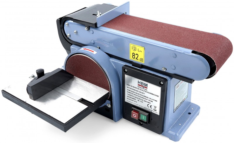 HBM 100 band- en schijfschuurmachine 350 W, tafel, kantelbaar, 2860 rpm, voor hout