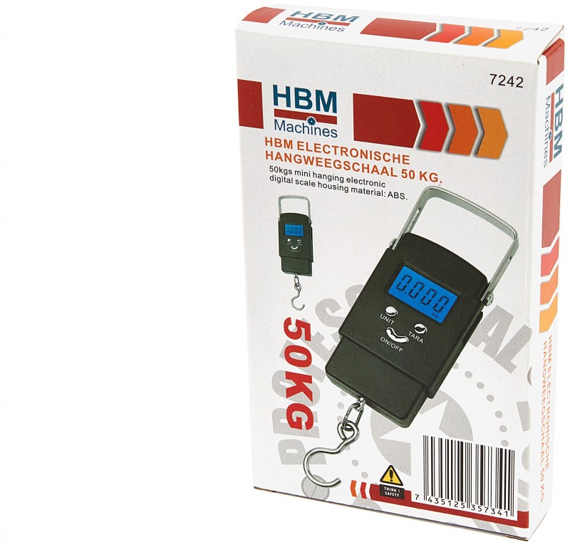 HBM elektronische hangweegschaal 50 kg, digitaal, kg/oz/lbs, schaalverdeling 1 g tot 10 kg
