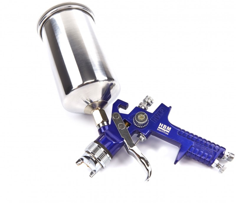 HBM Professionele 8-delige verfspuitenset met opbergkoffer, aluminium beker, universele sproeikop
