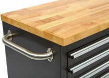 HBM verrijdbare gereedschapswagen met houten werkblad 122 cm, 7 laden, slot, zwart