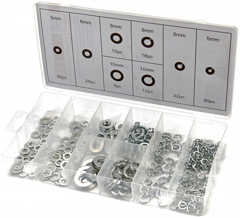 HBM 250 Delig Sluitringen en Veerringen Assortiment voor Gereedschapswand HBM 250 Delig Sluitringen en Veerringen Assortiment voor Gereedschapswand