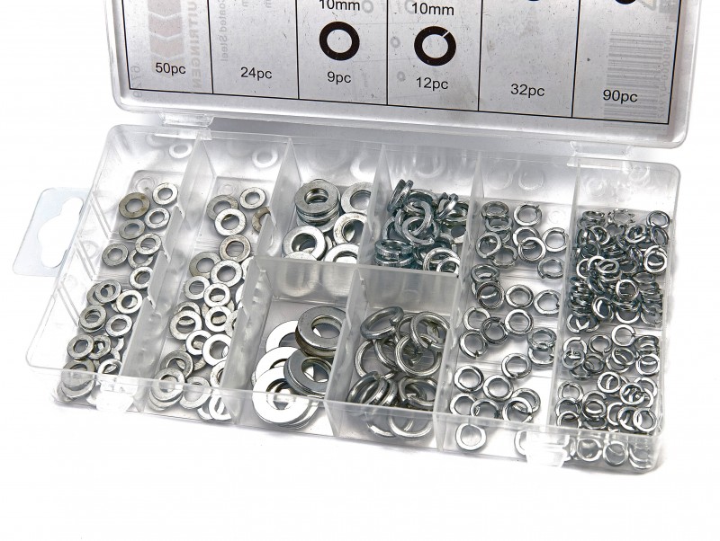 HBM 250 Delig Sluitringen en Veerringen Assortiment voor Gereedschapswand HBM 250 Delig Sluitringen en Veerringen Assortiment voor Gereedschapswand