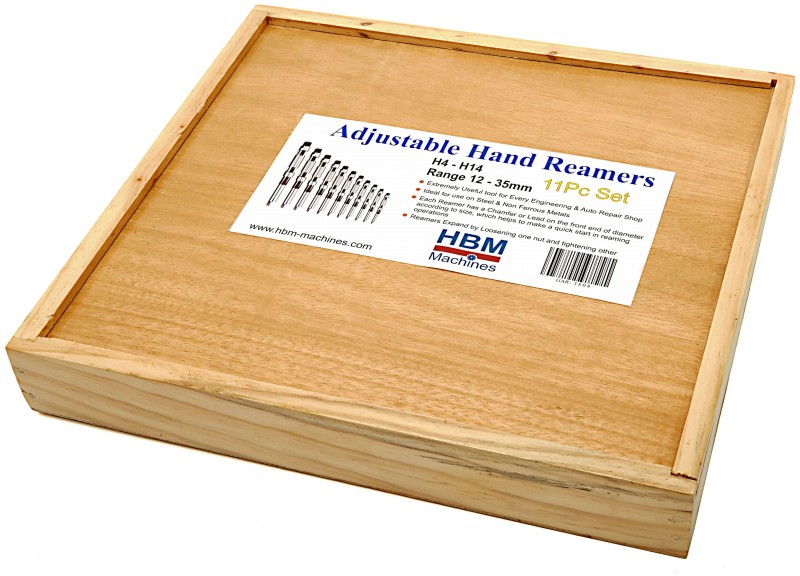 HBM 11-delige Verstelbare Ruimset 12-35 mm met Houten Opbergkoffer