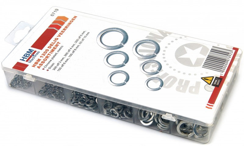 HBM 1200-delig Veerringen Assortiment voor Gereedschapswand HBM 1200-delig Veerringen Assortiment voor Gereedschapswand
