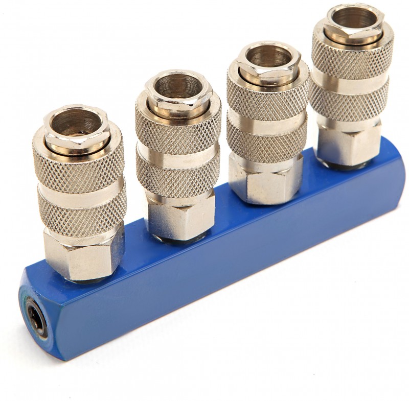 HBM 4-voudig Pneumatisch Verdeelblok met EURO Connector HBM 4-voudig Pneumatisch Verdeelblok met EURO Connector