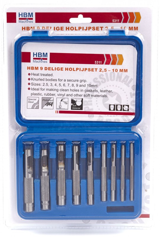 HBM 9-delige Holpijpset 2,5-10 mm HBM 9-delige Holpijpset 2,5-10 mm