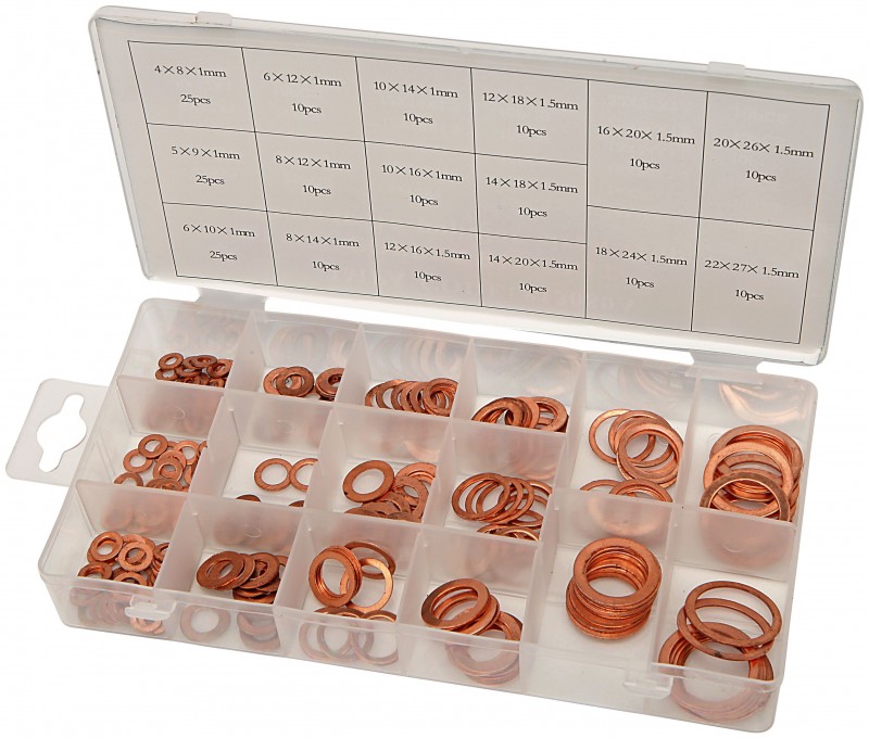 HBM 205-delig Koperen Ringen Assortiment voor Gereedschapswand