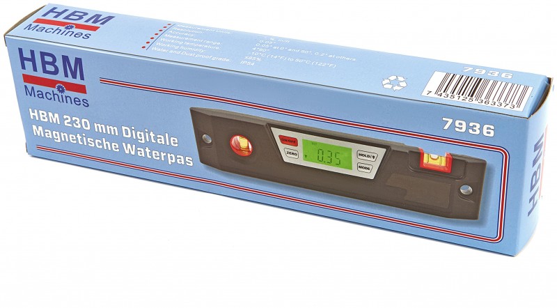HBM 230 mm Digital Magnetisk Vaterpas Vinkelgrader HBM 230 mm Digital Magnetisk Vaterpas Vinkelgrader