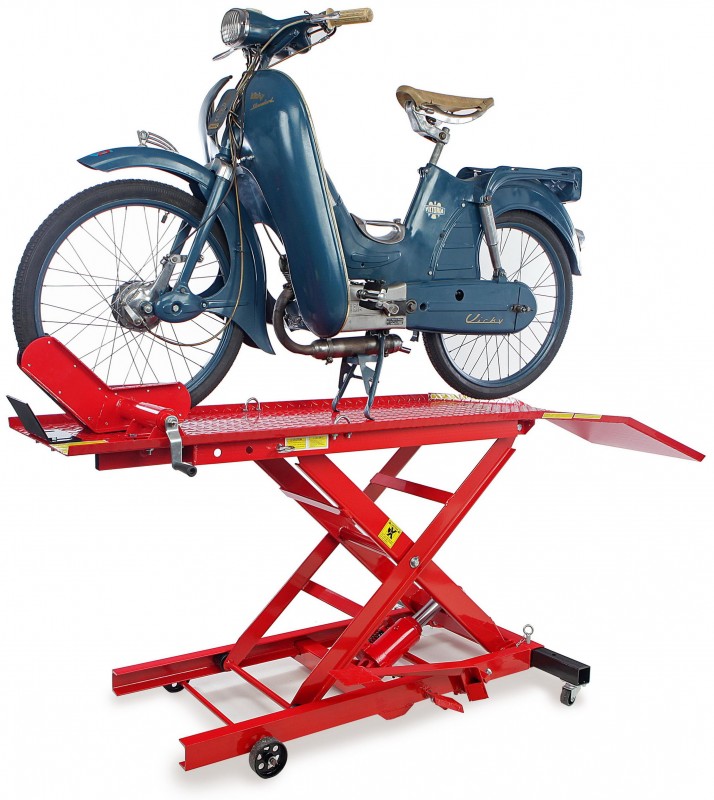 HBM motorheftafel 360 kg verrijdbaar rood 221,5 x 48 cm, max. hoogte 80 cm