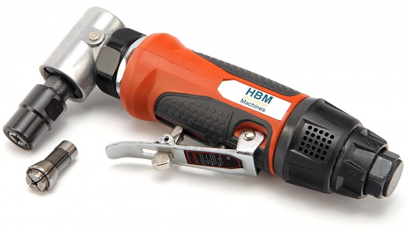 HBM Profi Variabele Pneumatische Haakse Stiftslijper 20.000 rpm 6 Bar 113 l/min 530 g HBM Profi Variabele Pneumatische Haakse Stiftslijper 20.000 rpm 6 Bar 113 l/min 530 g