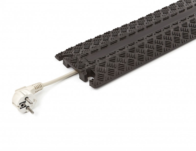 HBM 100 cm kabelbrug / kabelgoot, rubber, zwart, 1 kanaal, max. kabeldikte 10 mm, belasting 1.500 kg