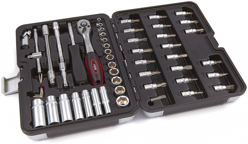 HBM 53-delige 1/4 inch dopsleutelset inclusief lange doppen