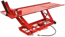 HBM 450 kg Motorheftafel Hydraulisch en Pneumatisch, Verrijdbaar, Luxe Voorwielklem, Rood