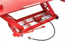 HBM 450 kg Motorheftafel Hydraulisch en Pneumatisch, Verrijdbaar, Luxe Voorwielklem, Rood