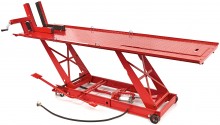 HBM 450 kg Motorheftafel Hydraulisch en Pneumatisch, Verrijdbaar, Luxe Voorwielklem, Rood