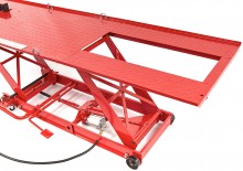 HBM 450 kg Motorheftafel Hydraulisch en Pneumatisch, Verrijdbaar, Luxe Voorwielklem, Rood