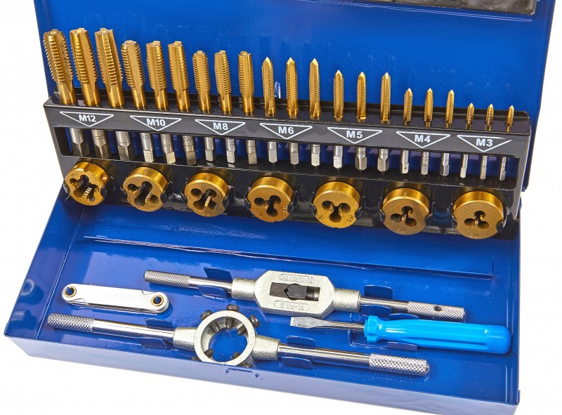 HBM 32-delige HSS TIN tap- en snijset M3-12 metrisch met opbergkoffer