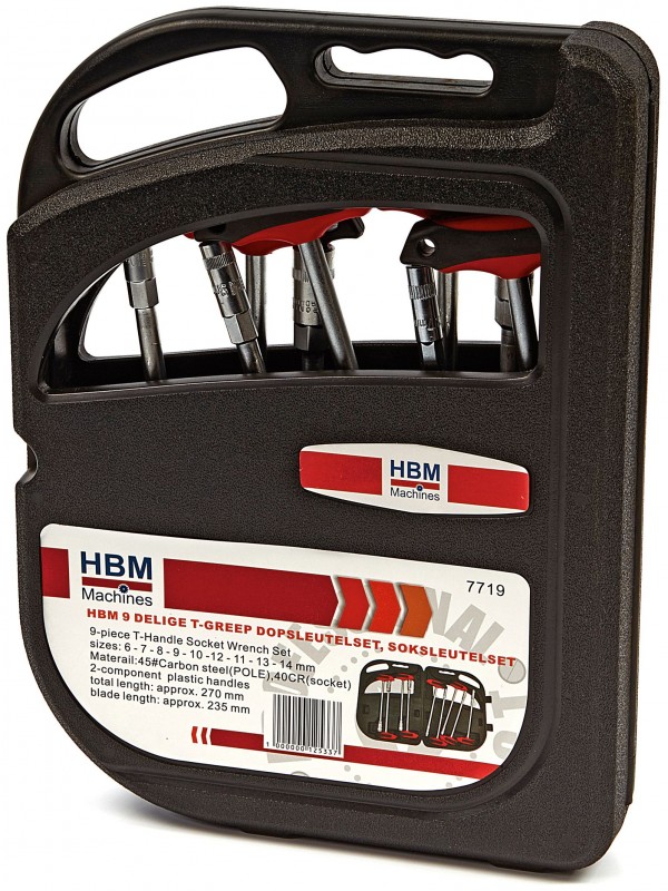 HBM T-greep dopsleutelset 9-delig, soksleutelset