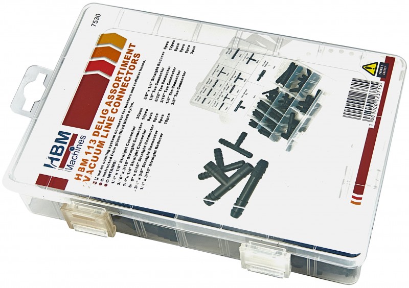 HBM 113-delige Assortiment Vacuum Line Connectors, geschikt voor gereedschapswand
