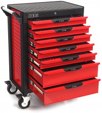 HBM professionel deluxe fyldt værktøjsvogn 283-delt, 7 skuffer, lås, 4 hjul, 210 kg, 88 kg.