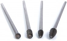 HBM 4-delige Double Cut Vol HM Stiftfrezenset Lang voor Aluminium, Metaal en Staal