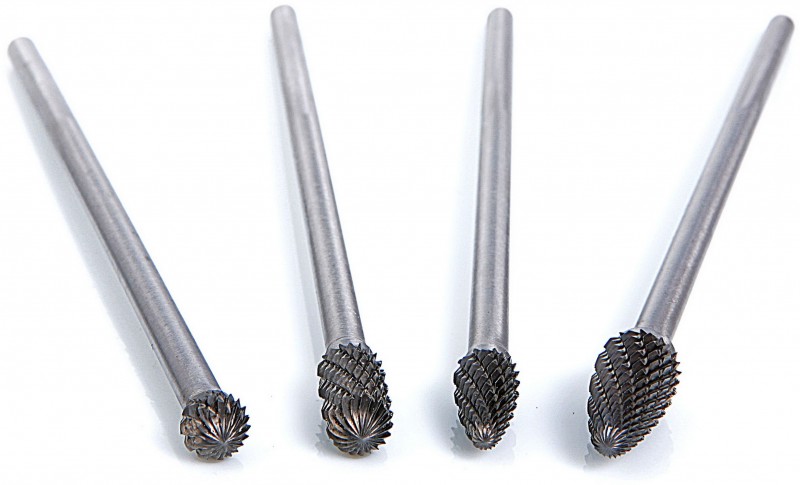 HBM 4-delige Double Cut Vol HM Stiftfrezenset Lang voor Aluminium, Metaal en Staal