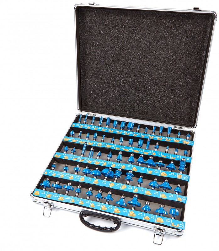 HBM 66-delige houtfrezenset hardmetaal 8 mm met aluminium opbergkoffer HBM 66-delige houtfrezenset hardmetaal 8 mm met aluminium opbergkoffer