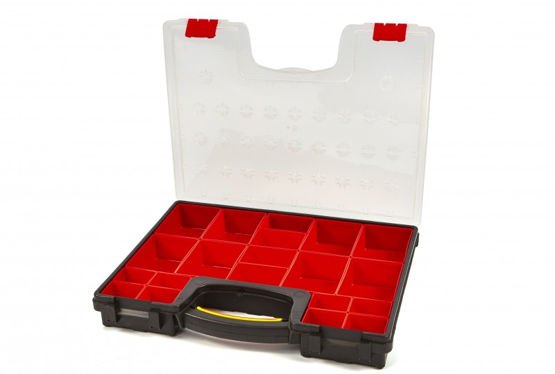 HBM assortimentsdoos met 20 losse bakjes voor gereedschapswand 42 x 33,5 x 6,5 cm
