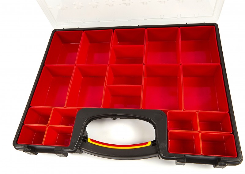 HBM assortimentsdoos met 20 losse bakjes voor gereedschapswand 42 x 33,5 x 6,5 cm