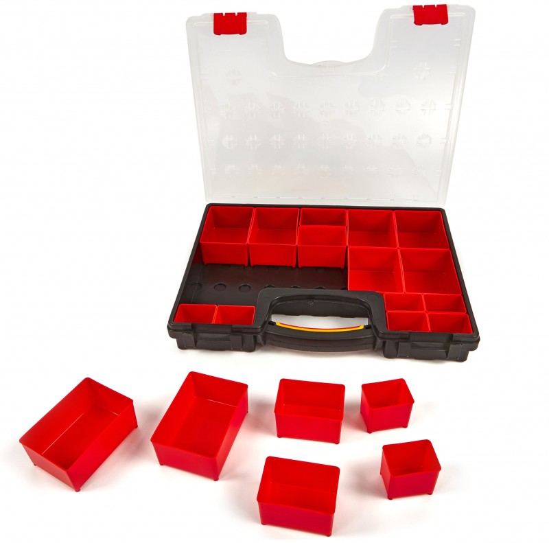 HBM assortimentsdoos met 20 losse bakjes voor gereedschapswand 42 x 33,5 x 6,5 cm