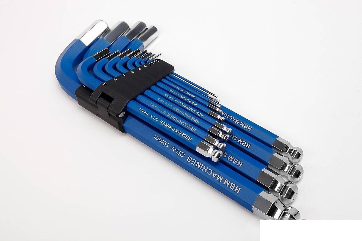 HBM 13 stykke langmetrisk allen nøkkel sett med magnet - store størrelser