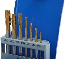 HBM 7-delige HSS Tin Gecoate Machinetapset M3-12 HBM 7-delige HSS Tin Gecoate Machinetapset M3-12