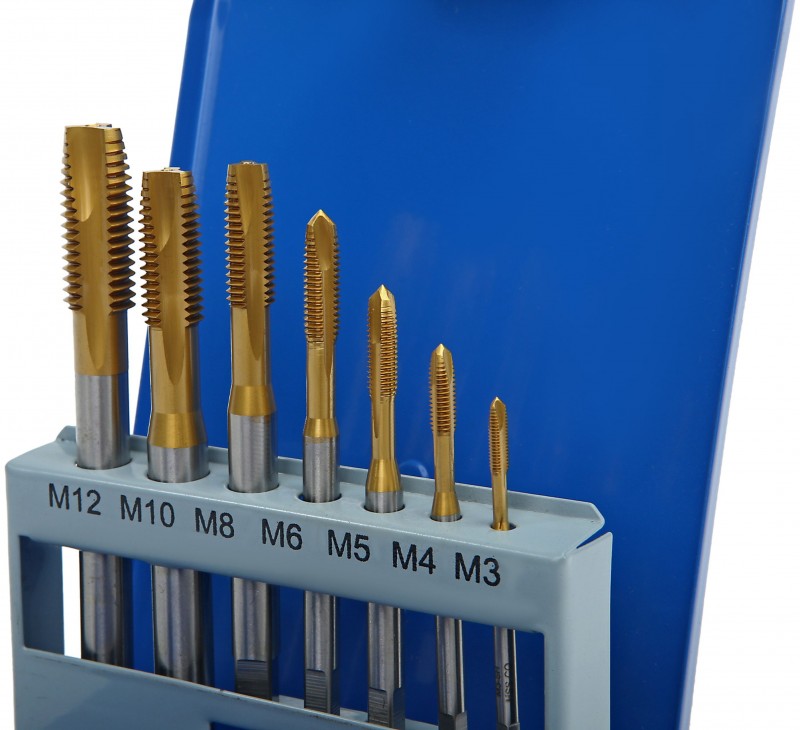 HBM 7-delige HSS Tin Gecoate Machinetapset M3-12 HBM 7-delige HSS Tin Gecoate Machinetapset M3-12