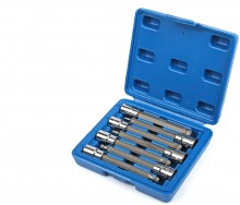 HBM 7-delige 3/8 inch lange inbus doppenset 3–10 mm met kogelkop
