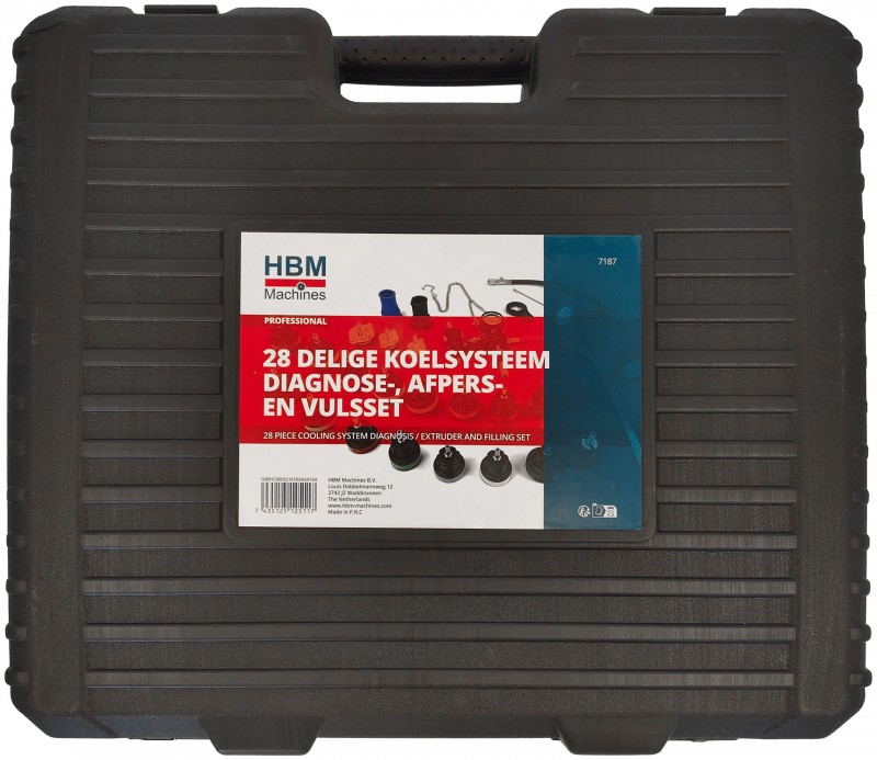 HBM 28-delige Koelsysteem Diagnose-, Afpers- en Vulsset HBM 28-delige Koelsysteem Diagnose-, Afpers- en Vulsset