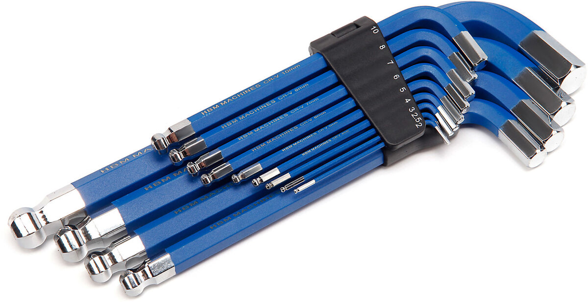 HBM 13 stykke langmetrisk allen nøkkel sett med magnet - store størrelser