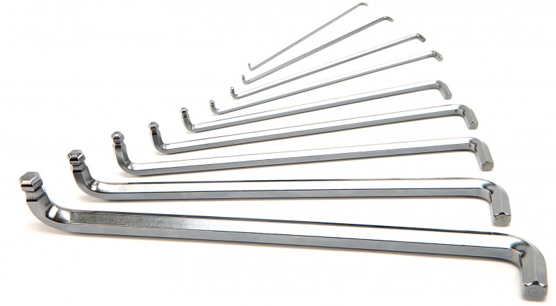 HBM Profi 9-delige Metrische Lange Inbussleutel Set 200 mm met Extra Korte Kop