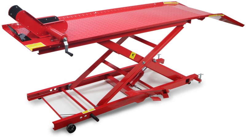 HBM motorheftafel 450 kg - rood, 250 cm x 66 cm, maximale hoogte 80 cm