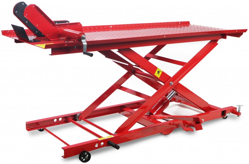 HBM motorheftafel 450 kg - rood, 250 cm x 66 cm, maximale hoogte 80 cm