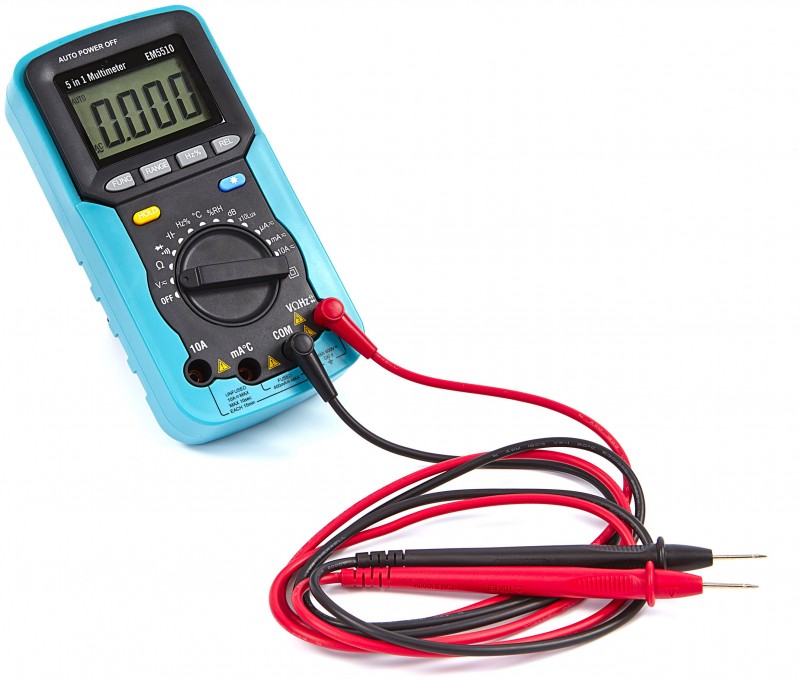 HBM 5-in-1 digitale multimeter met ampère, volt, weerstand, capaciteit, hertz, temperatuur en vochtigheid HBM 5-in-1 digitale multimeter met ampère, volt, weerstand, capaciteit, hertz, temperatuur en vochtigheid