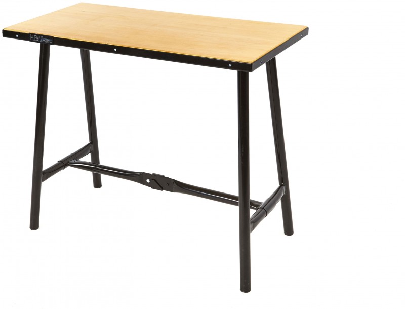 HBM opvouwbare werkbank 100 cm zware kwaliteit met houten blad zwart, 100 kg draagvermogen