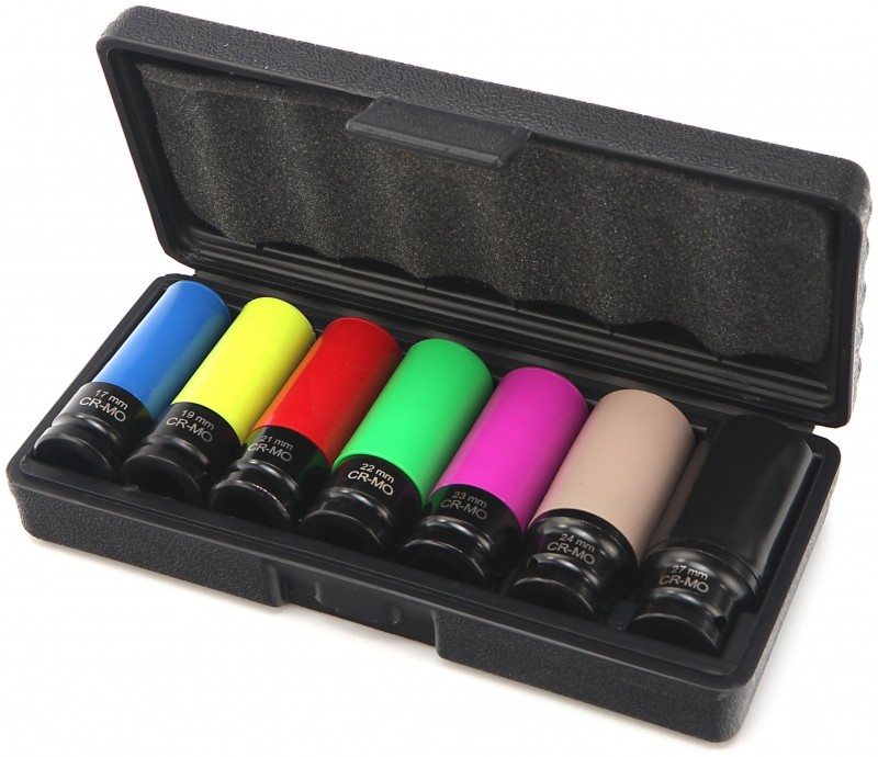 HBM 7-delige 1/2 inch lange krachtdoppenset met beschermkappen