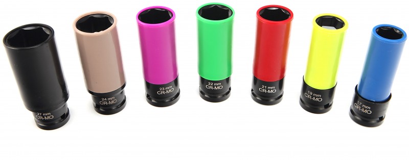 HBM 7-delige 1/2 inch lange krachtdoppenset met beschermkappen