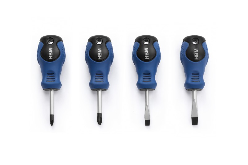 HBM Stubbie Schroevendraaier Set 4-delig Sleufkop en Philips HBM Stubbie Schroevendraaier Set 4-delig Sleufkop en Philips