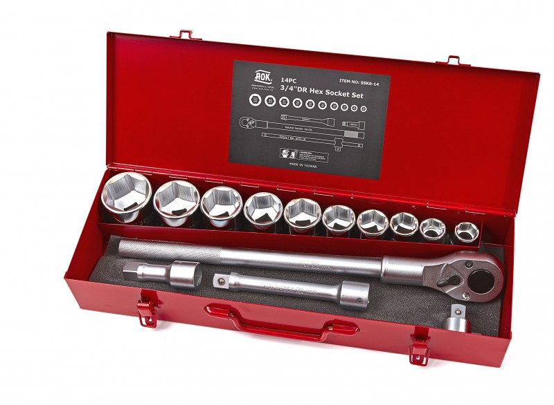 AOK 14-delige 3/4 inch professionele doppenset dopsleutel set