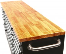 HBM Profi Gereedschapswagen Werkbank met Houten Blad 182 cm - Zwart, Verrijdbaar, 15 Laden, 700 kg
