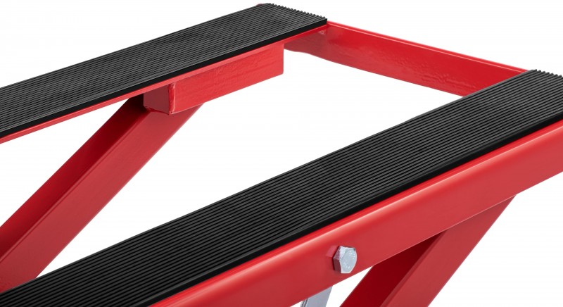 HBM universele verrijdbare motorlift rood, draagvermogen 500 kg, plateau 68 x 37 cm, 4 hoogtes